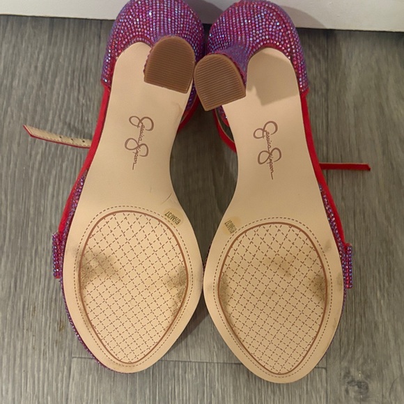 Jessica Simpson Wicked Red - Iridescent Rhinestone Heel Women's Sandals - Picture 4 of 4